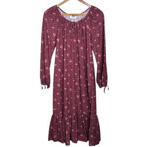 Vtg 1980's Lanz Original Floral Print Tiered Hem Cottage Core Midi Dress